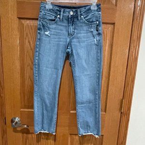 SILVER JEANS SUKI CAPRI Women's W 27 L 23.5 Blue Denim Jeans Capri Thick Stitch